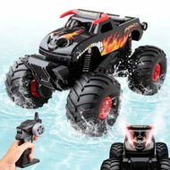 Detailed information about the product Waterproof Monster Truck Toys 1:16 Amphibious Remote Control Car All Terrain Off-Road Pickup Truck 4WD RC Cars Toys-Black