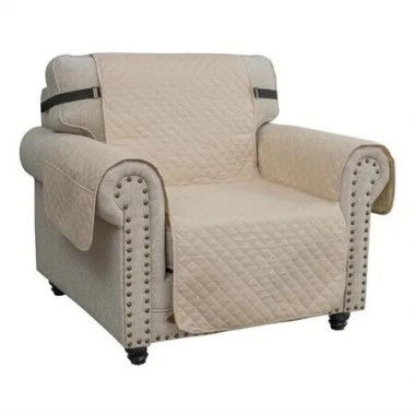 Waterproof Sofa Cover Couch Covers For 1 Cushion Couch,Soft Washable Slipcover with Pockets And Straps,Thick Furniture Protector Color Beige