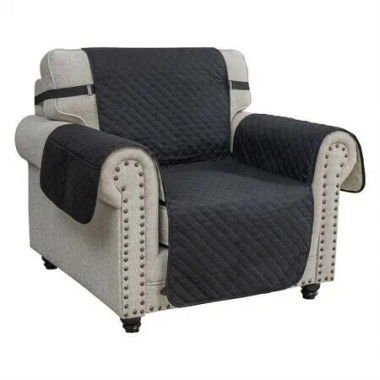 Waterproof Sofa Cover Couch Covers For 1 Cushion Couch,Soft Washable Slipcover with Pockets And Straps,Thick Furniture Protector Color Black