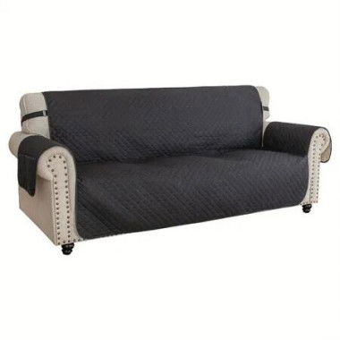 Waterproof Sofa Cover Couch Covers For 3 Cushion Couch,Soft Washable Slipcover with Pockets And Straps,Thick Furniture Protector Color Black
