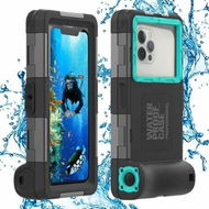 Detailed information about the product Waterproof Underwater Snorkeling Diving Phone Case for iPhone 16, 15, 14, 13, 12, 11 Pro Max Mini and Galaxy 15m Photo Video Cover, Blue