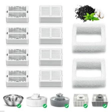 Wave and Cup Cake Porcelain Cat Fountain Filter 8 Carbon Filters 2 Foam Filters Ceramic Pet Fountain Water Dispenser Dog Replacement Filters