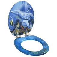 Detailed information about the product WC Toilet Seat With Soft Close Lid MDF Dolphins Design