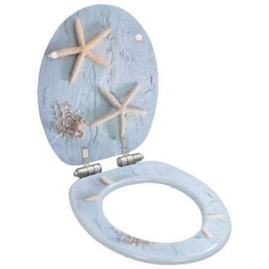 WC Toilet Seat With Soft Close Lid MDF Starfish Design