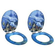 Detailed information about the product WC Toilet Seats 2 Pcs With Soft Close Lids MDF Dolphins Design