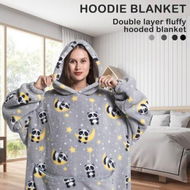 Detailed information about the product Wearable Blanket HoodieOversized Flannel Blanket Sweatshirt With Hood Pocket And SleevesCozy Soft Warm Plush Hooded Blanket Panda Adult Size