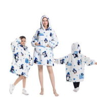 Detailed information about the product Wearable Blanket HoodieOversized Flannel Blanket Sweatshirt With Hood Pocket And SleevesCozy Soft Warm Plush Hooded Blanket Penguin Adult Size