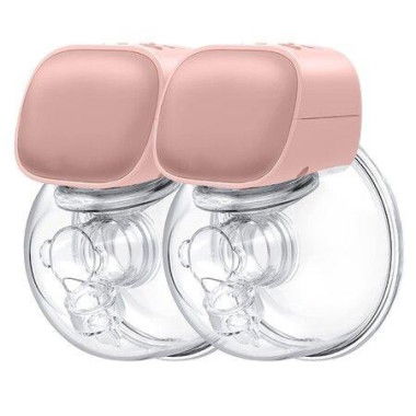 Wearable Breast Pump,Hands-Free Breast Pump,Portable Electric Breast Pump with 2 Mode & 5 Levels,Breastfeeding Breastpump Can Be Worn in-Bra,24mm Pink(2Pcs)