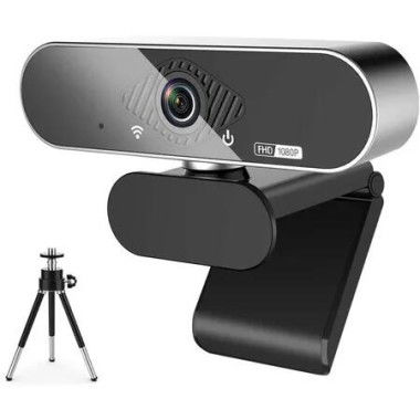 Webcam HD 1080P Stereo Microphone Wide Angle Privacy Cover Tripod Conferencing Streaming Recording Video Call Laptop Desktop Camera