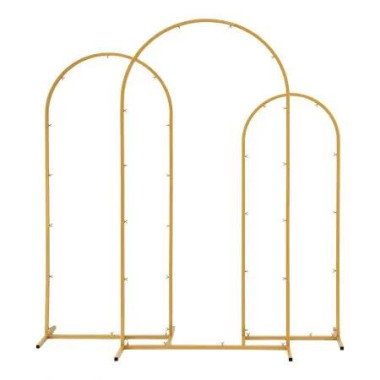Wedding Arch Backdrop Stand Set of 3 Gold Metal Wedding Arched Frame, Easy to Assemble, Stable Balloon Arch Standfor Wedding, Baby Shower, Party Decoration