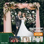 Detailed information about the product Wedding Backdrop Stand DIY Background Photo Party Balloon Photography Frame Decoration Holder Galvanised Steel 3x3m White