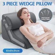 Detailed information about the product Wedge Pillow Set 3Pcs Triangle Bed Cushion Memory Foam Head Back Support Adjustable Headrest for Sleeping Reading Leg Elevation Raiser