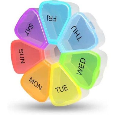 Weekly 7 Day Large Pill Organizer,Travel Pill Box,Pill case,Medicine Organizer,Pill Container,Pill Box 7 Day,Pill Dispenser,Medication Organizer,Pill Organizer Weekly (1PCS Colorful)