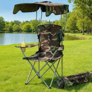 Detailed information about the product Weisshorn Camping Chair With Canopy Folding Outdoor Portable Seat Lightweight Beach Picnic Fishing Capacity 120KG Army Green