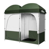 Detailed information about the product Weisshorn Double Camping Shower Toilet Tent Outdoor Portable Change Room Green