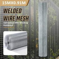 Detailed information about the product Welded Wire Mesh Fence Roll 15M Galvanised Chicken Coop Aviary Poultry Garden Fencing Hardware Cloth Rabbit Cage Guard Tree Barrier Enclosure Netting