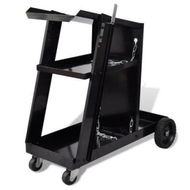 Detailed information about the product Welding Cart Black Trolley With 3 Shelves Workshop Organiser