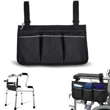 Wheelchair Bags Waterproof Accessories Hang Side Pouch Bright Line Storage Organisers Home Outdoor Mobility Aid Black