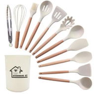 Detailed information about the product White 12 PCS Set NonStick Silicone Spatula Soup Spoon Food Grade Kitchenware High Temp Resistant Heat