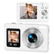 Detailed information about the product White 4K HD Digital Camera Portable Dual Screen Travel Photography Kids & Girls Gift Student Camera (32G Memory Card Included)