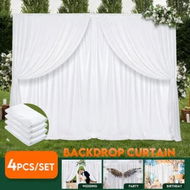 Detailed information about the product White Backdrop Curtains Ice Silk Drapes Photo Background Decorations 4Pcs Total Coverage 6x3 m for Event Party Wedding Birthday Christmas Stage Booth