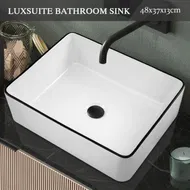 Detailed information about the product White Bathroom Sink Vessel Washing Basin Vanity Hand Wash Bowl Above Counter Bath Toilet Countertop Modern Ceramic Rectangle