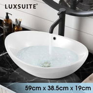 Detailed information about the product White Bathroom Vessel Sink Oval Basin Above Counter Hand Wash Bowl Vanity Washing Ceramic Countertop Modern Toilet Bath 59x38.5x19cm