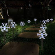 Detailed information about the product White Christmas Pathway Lights Solar Powered Snowflake Lights With Stake Outdoor Waterproof With 5-LED (Snowflake)