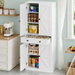 White Kitchen Pantry Cabinet Barn Doors Tall Freestanding Dining Room Larder Cupboard Side Storage Organiser Unit with Drawer Adjustable Shelves 175cm. Available at Crazy Sales for $199.98
