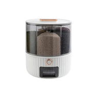 Detailed information about the product White Large 26.5*26.5*31.5cm 6 Grid Grain Storage Box Rotating Partition Sealed Jar Food Grade Transparent Round Rice Bucket for Kitchen