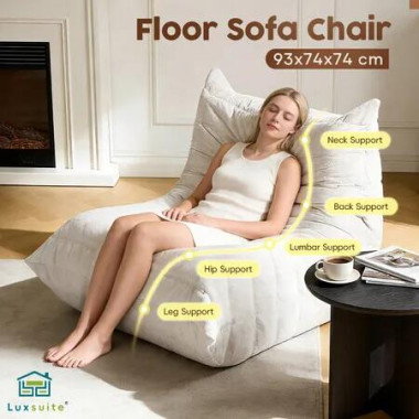 White Plush Floor Sofa Chair Couch Lounge Lazy Lounger Chaise Ground Seat Leisure Foam Pouffe Bean Bag Modern Comfortable Bedroom Furniture
