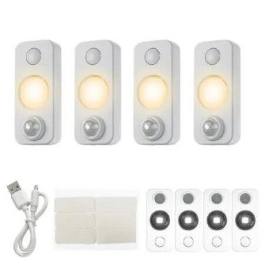 White Shell 4 Pack Warm Light LED Smart Night Light Ideal For Various Home Settings Including Bedrooms Corridors Wine Cabinets And Wardrobes