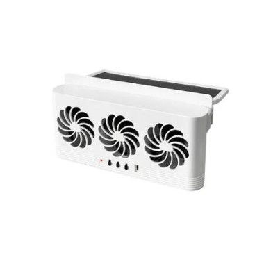 White Solar Car Exhaust Fan USB Interface Summer Car Cooler Air Circulator