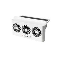 Detailed information about the product White Solar Car Exhaust Fan USB Interface Summer Car Cooler Air Circulator