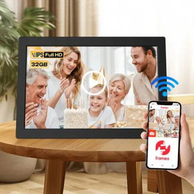 WiFi Digital Picture Frame 15.6 Inch 1920x1080 HD IPS Touch Screen Frameo Photo Album Electronic 32GB Auto Rotate Share Video Instantly Smart MP4 Player