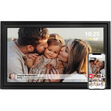 WiFi Picture Frame 15.6 Inch Large Digital Photo Frames 32GB Memory 1920x1080 HD IPS Touchscreen Auto Rotate Gifts for Family Friends Black
