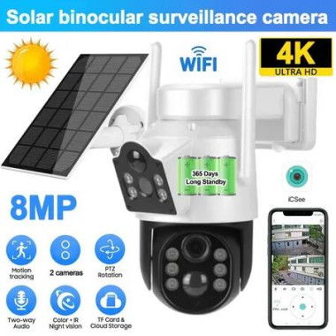 Wifi Solar Power Security Camera 8MP 1080P CCTV HD Waterproof Outdoor Cam