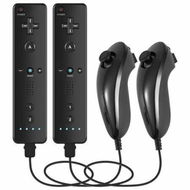 Detailed information about the product Wii Controller 2 Pack with 2 Nunchucks,Wii Remote for Wii/Wii U,Support Speaker and Vibration (Black)