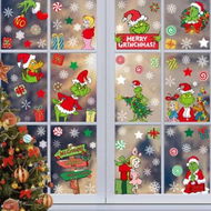 Detailed information about the product Window Clings Christmas Grinch 9 Sheets Glass Stickers Double Sided Decorations Home Festive Holiday Display Charm Gift