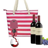 Detailed information about the product Wine Tote,Fashionable Bag for Woman,Beach Wine Purse with Hidden Insulated Compartment,Holds 2 Bottles of Wine for Travel,Wine Tasting,Party,Great Gift for Wine Lover,Stripe (Red)