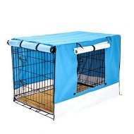Detailed information about the product Wire Dog Cage Crate 42 inches with Tray + Cushion Mat + BLUE Cover Combo
