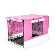 Detailed information about the product Wire Dog Cage Foldable Crate Kennel 24 Inches With Tray + PINK Cover Combo.