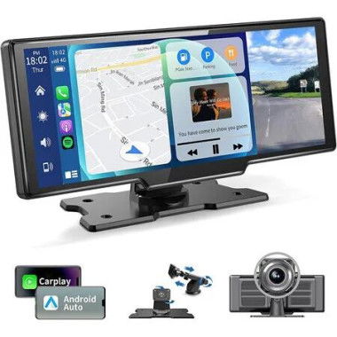 Wireless Apple Carplay Screen for Car 4K Dash Cam, 10.26 inch HD Touchscreen with Portable Apple Carplay and Android Auto Car Stereo