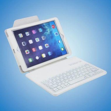 Wireless Bluetooth English Keyboard Cover Case For IPad 5 IPad Air - White
