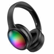 Detailed information about the product Wireless Bluetooth Headphones with ANC Microphone, Rainbow RGB Lights Foldable Over-Ear Headphones with Music & Game Mode for Travel Home Office