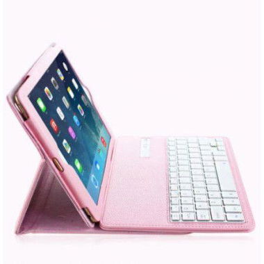 Wireless Bluetooth Keyboard Leather Case Stand For Apple IPad Air IPad 5 - Pink