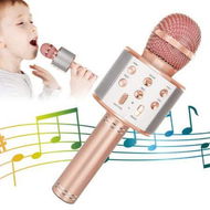 Detailed information about the product Wireless Bluetooth Kids Karaoke Microphone, 5 in 1 Portable Handheld Microphone with Adjustable Remix FM Radio for Boys Girls Birthday (Rose Gold)