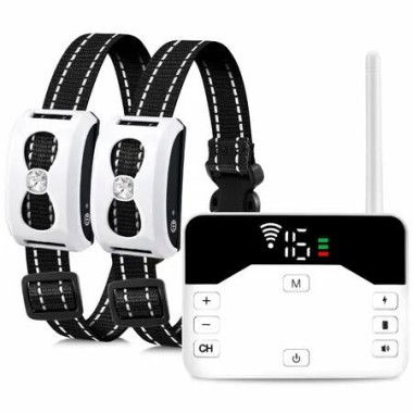 Wireless Dog Fence, 2-in-1 Electric Dog Boundary Containment System for 2 Dogs Remote Training Shock Collar with Waterproof, Adjustable Control Range