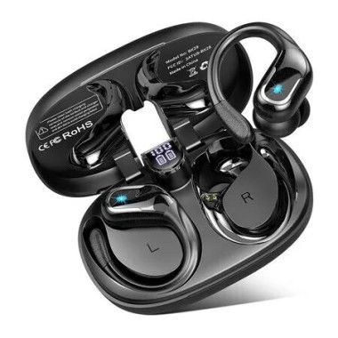 Wireless Earbud Bluetooth 5.4 Headphones, Bluetooth Earbuds Deep Bass Noise Cancelling Mic, Wireless Ear Bud with LED Display, Black