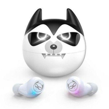 Wireless Earbuds Touch Control Headset Stereo Sound In-Ear Wireless Earpiece Bluetooth Earphones With Red Cartoon Charging Case (Husky)